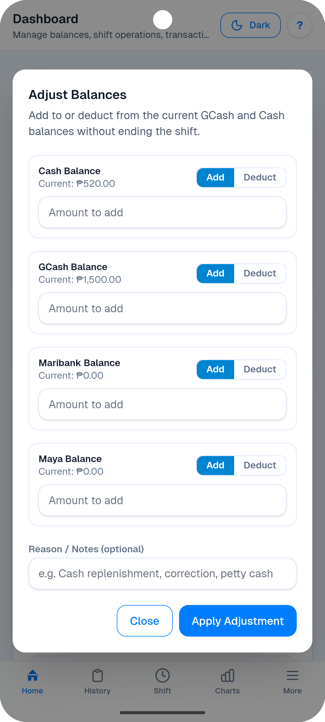 3. Transact & Adjust Balances