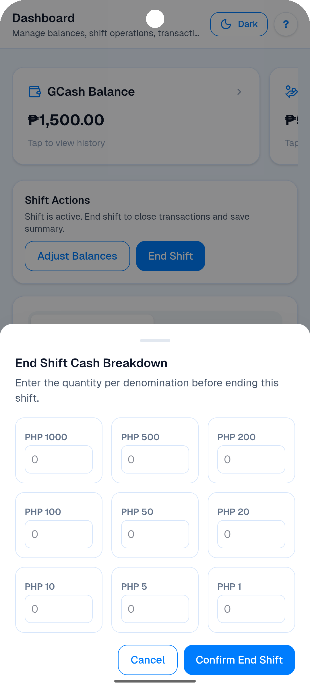 4. End Shift & Print Reports
