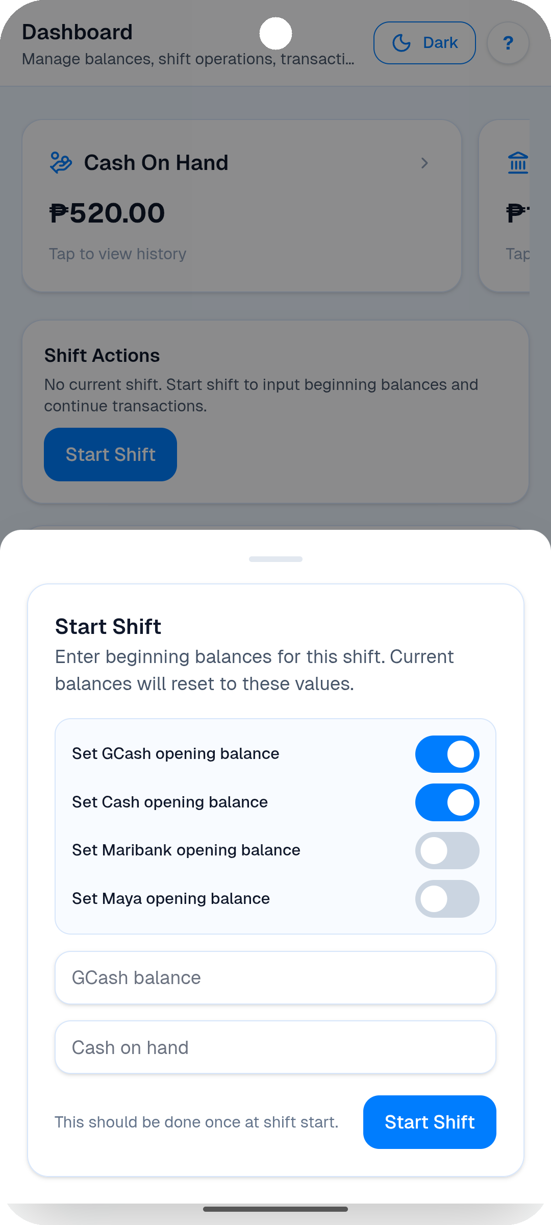 1. Start your Shift